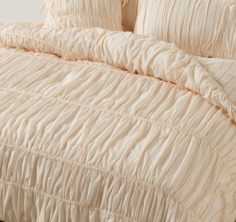 Layla Stripe Quilt Cover Set Range Blush