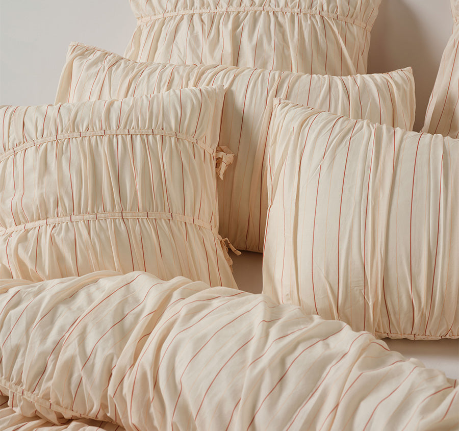 Layla Stripe Quilt Cover Set Range Blush