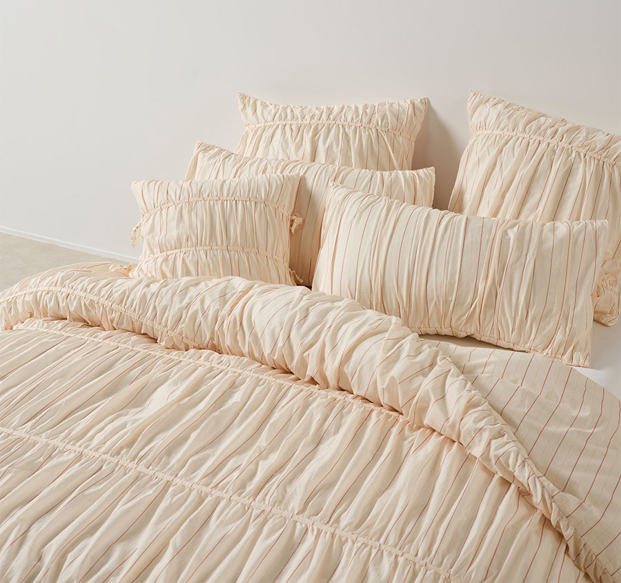 Layla Stripe Quilt Cover Set Range Blush