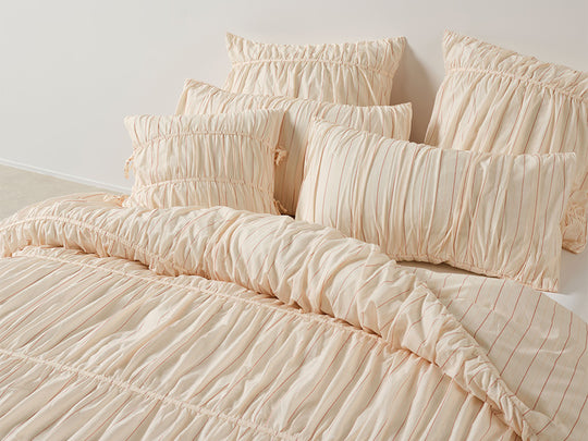 Layla Stripe Quilt Cover Set Range Blush
