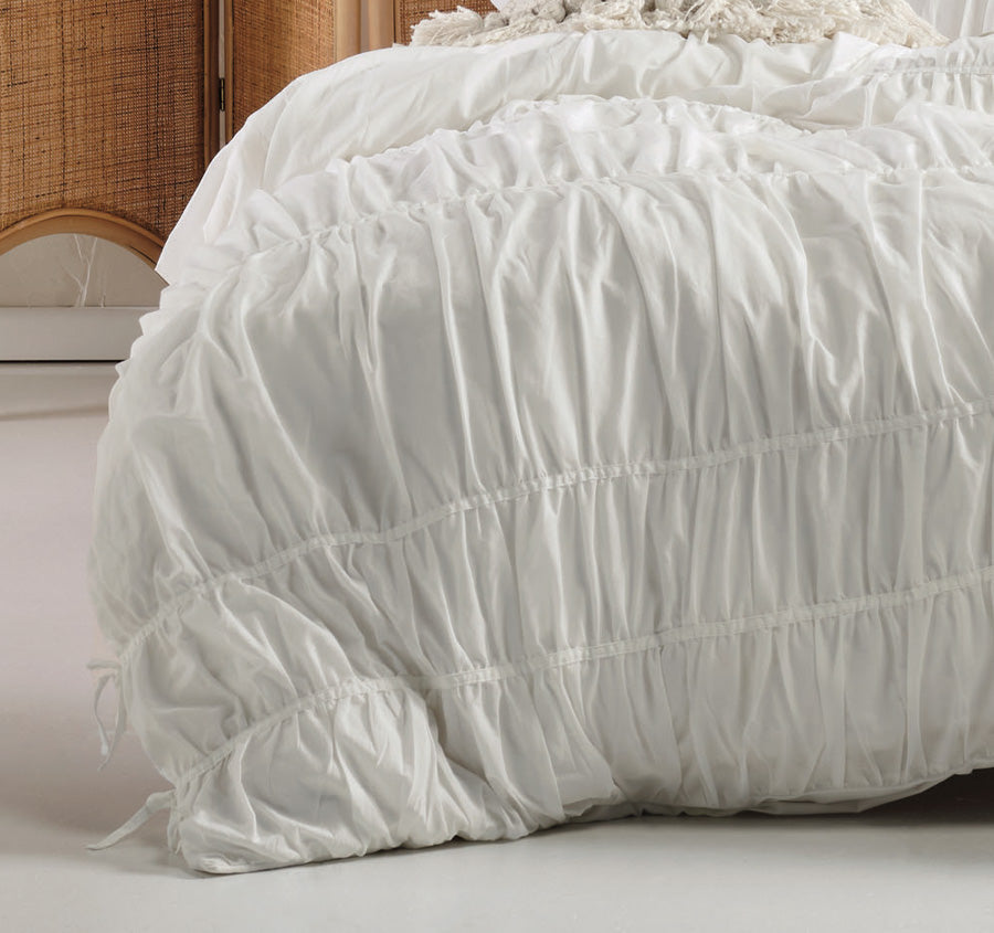 Layla Quilt Cover Set Range White