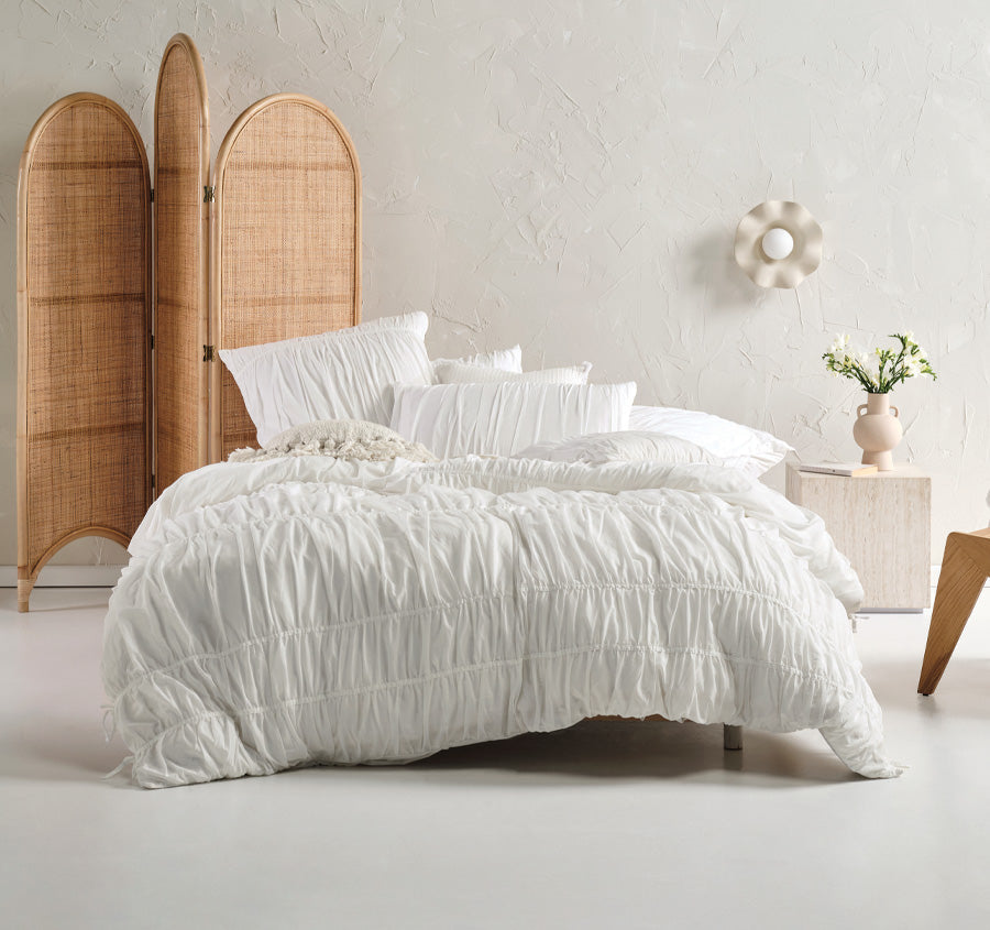 Layla Quilt Cover Set Range White