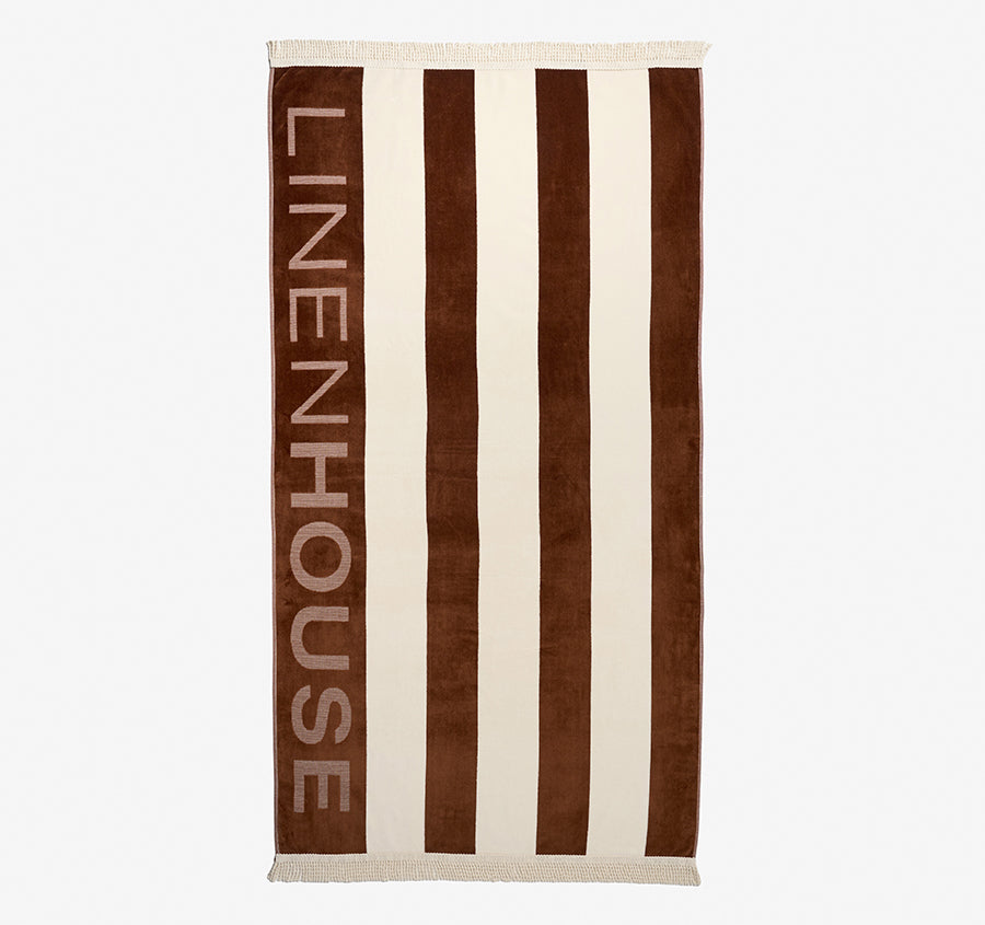 Linen House Logo 95x175cm Beach Towel Chocolate