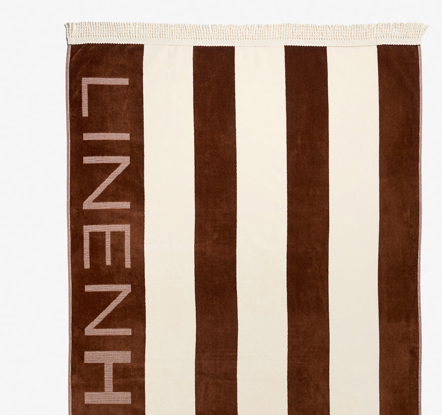 Linen House Logo 95x175cm Beach Towel Chocolate
