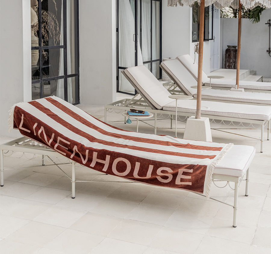 Linen House Logo 95x175cm Beach Towel Chocolate