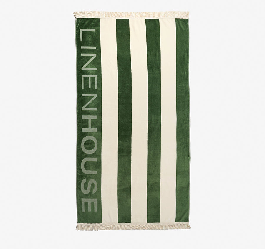 Linen House Logo 95x175cm Beach Towel Olive