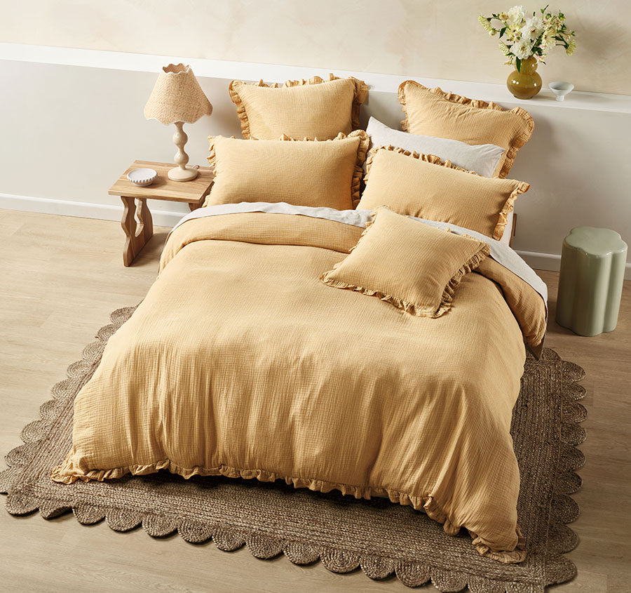 Lucy Quilt Cover Set Range Saffron