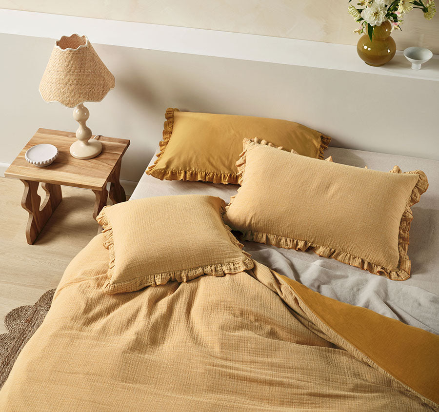 Lucy Quilt Cover Set Range Saffron