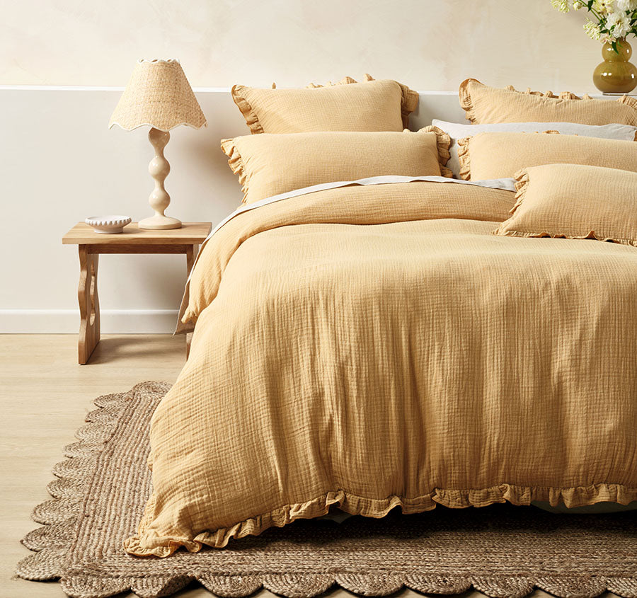 Lucy Quilt Cover Set Range Saffron