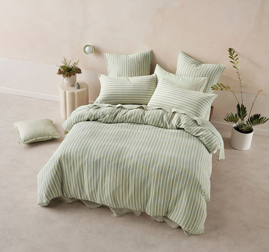 Majorca Quilt Cover Set Range Leaf