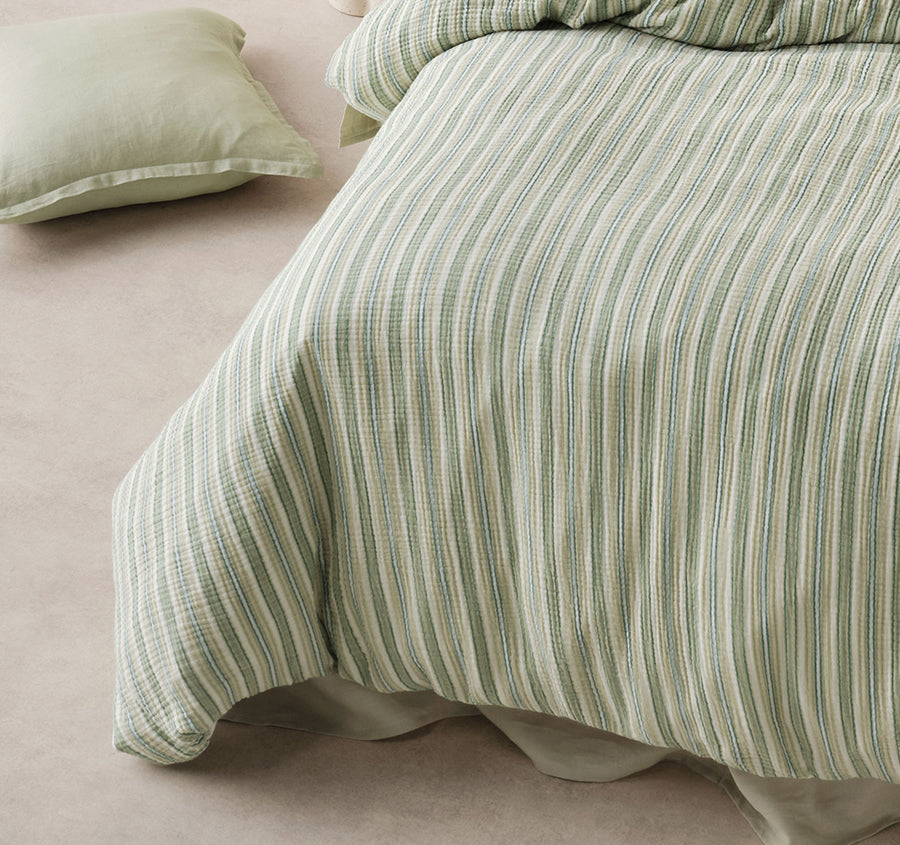 Majorca Quilt Cover Set Range Leaf