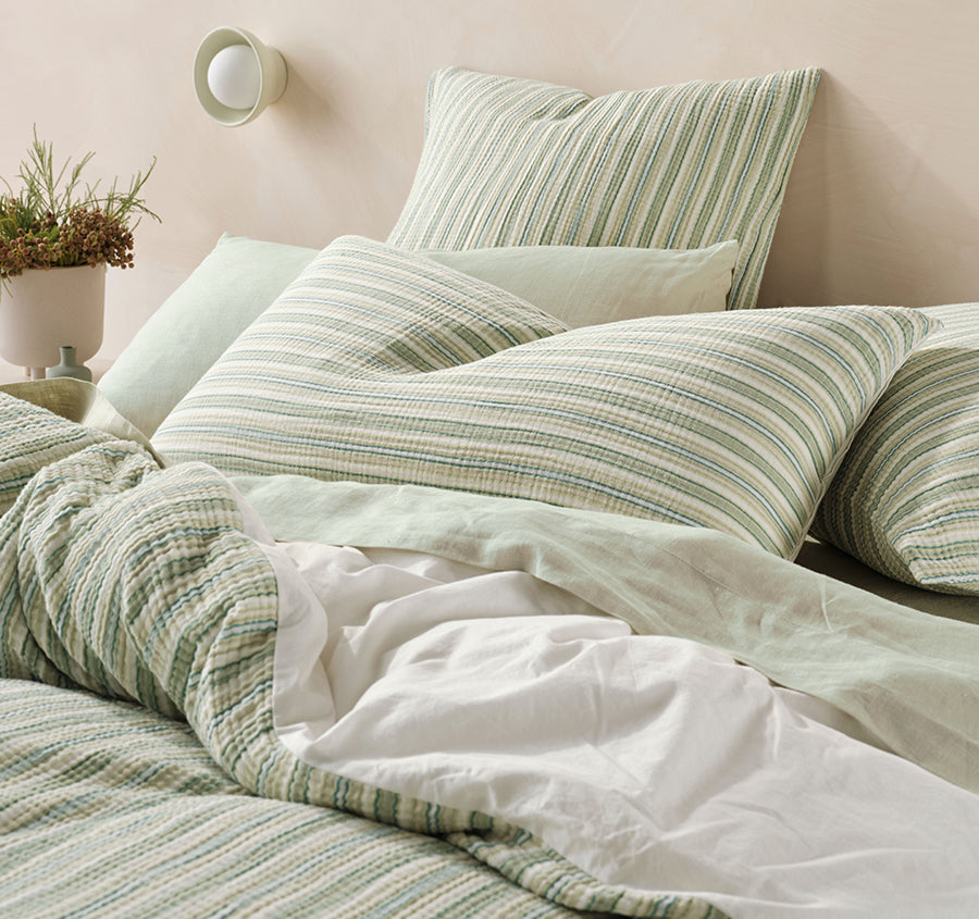 Majorca Quilt Cover Set Range Leaf