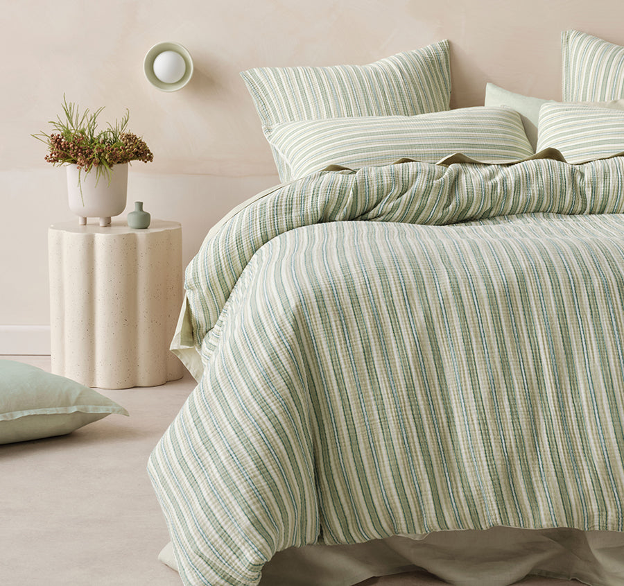 Majorca Quilt Cover Set Range Leaf