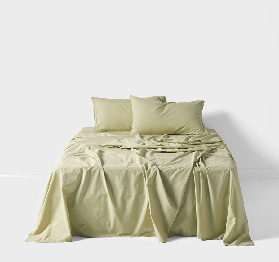 Marion 250TC Organic Cotton Mega Sheet Set Range Pistachio