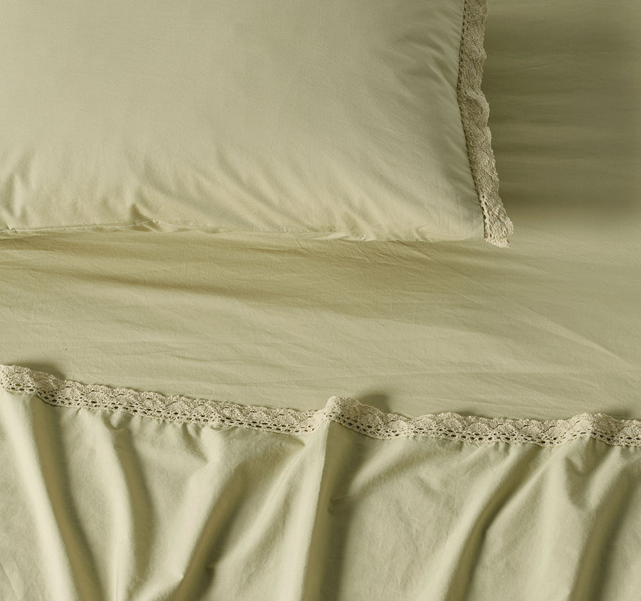 Marion 250TC Organic Cotton Mega Sheet Set Range Pistachio