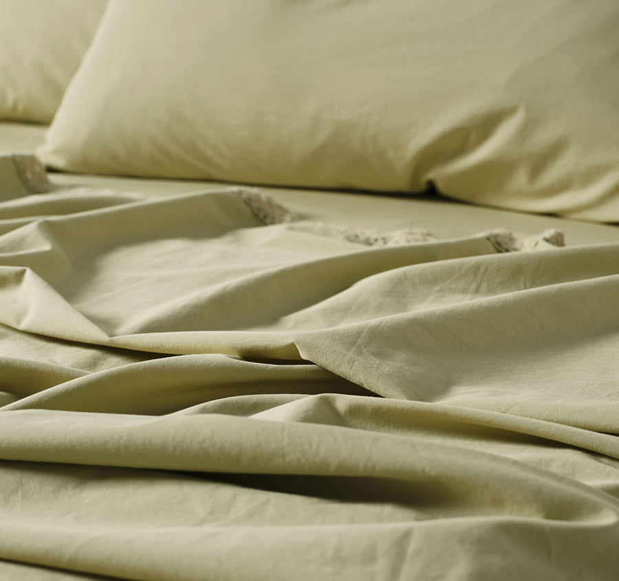 Marion 250TC Organic Cotton Mega Sheet Set Range Pistachio