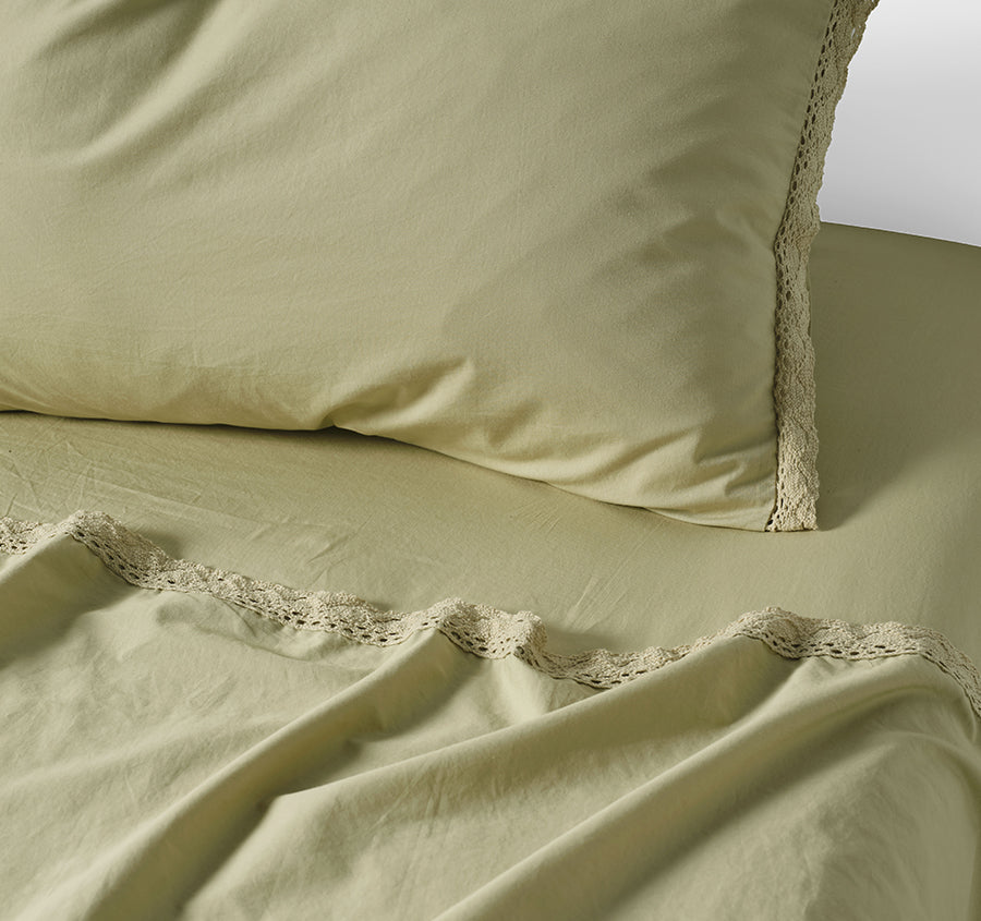Marion 250TC Organic Cotton Mega Sheet Set Range Pistachio