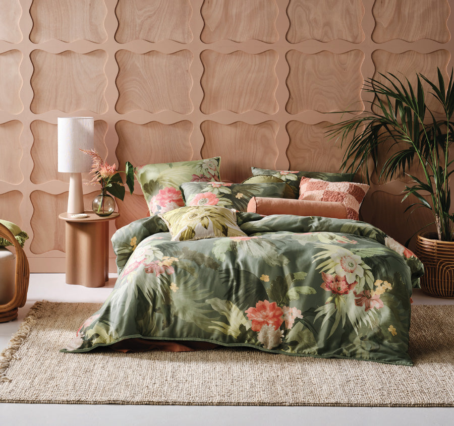 Matira Quilt Cover Set Range Green