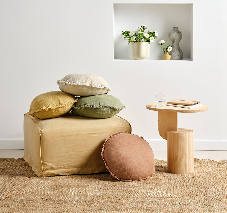 Maya 45cm Filled Round Cushion Natural