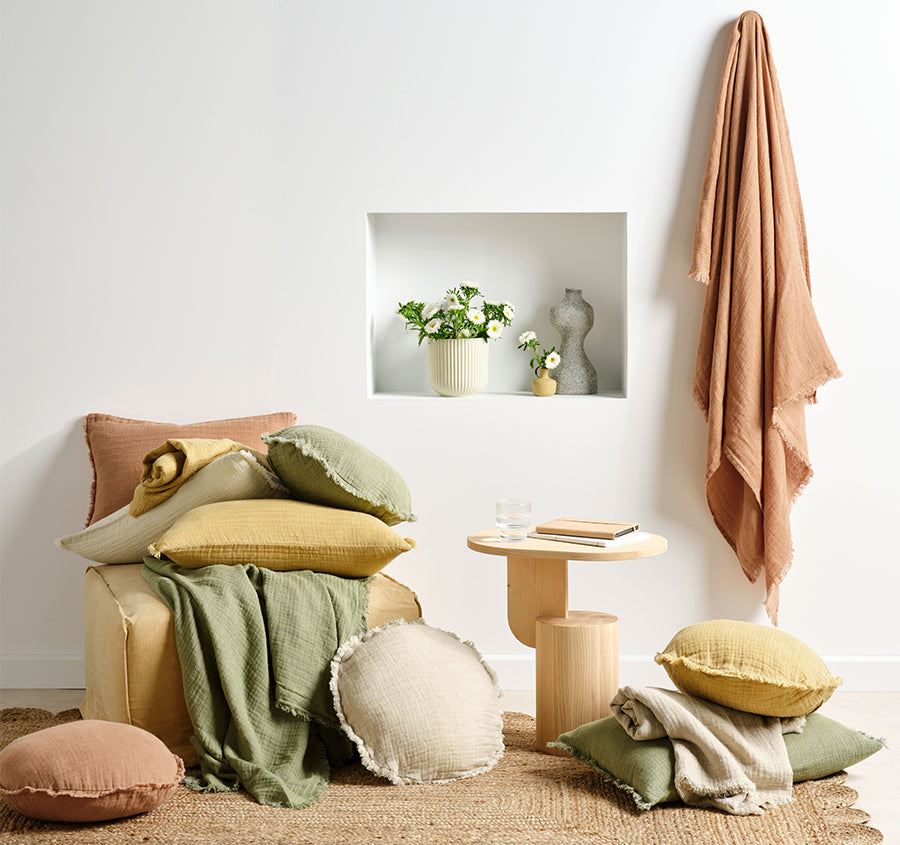 Maya 45cm Filled Round Cushion Natural