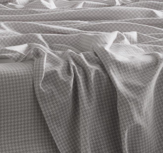 Melville Printed Flannelette Cotton Sheet Set Range Grey and White