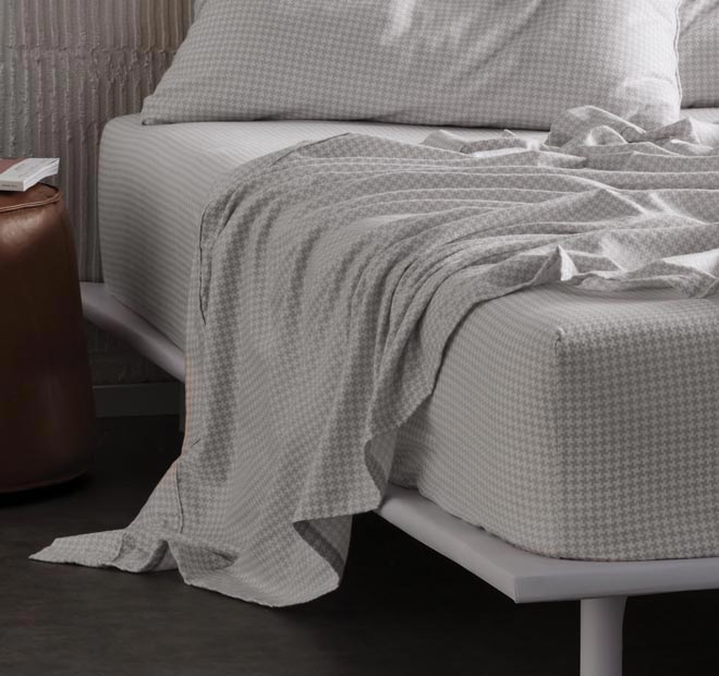 Melville Printed Flannelette Cotton Sheet Set Range Grey and White