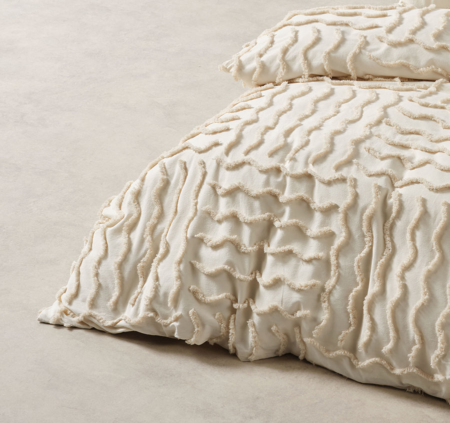 Metung Quilt Cover Set Range Latte