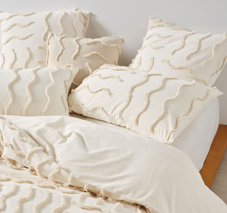 Metung Quilt Cover Set Range Latte