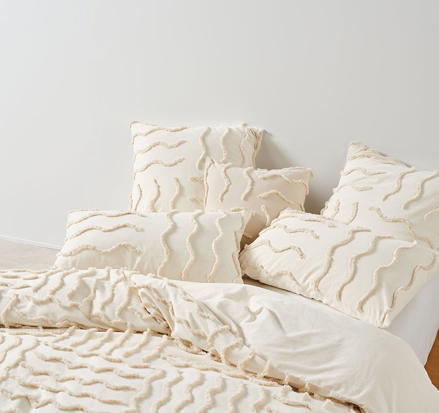 Metung Quilt Cover Set Range Latte