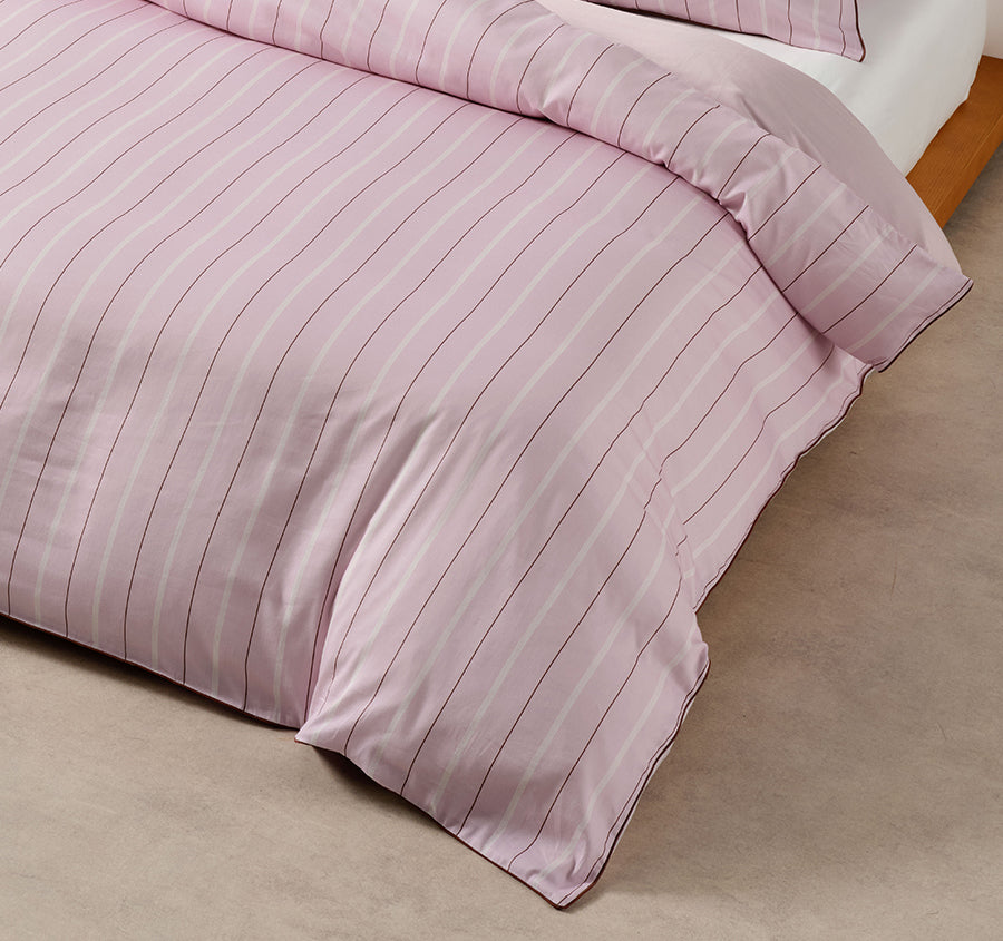 Monday Stripe Quilt Cover Set Range Lilac
