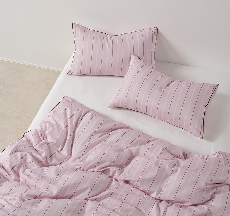 Monday Stripe Quilt Cover Set Range Lilac