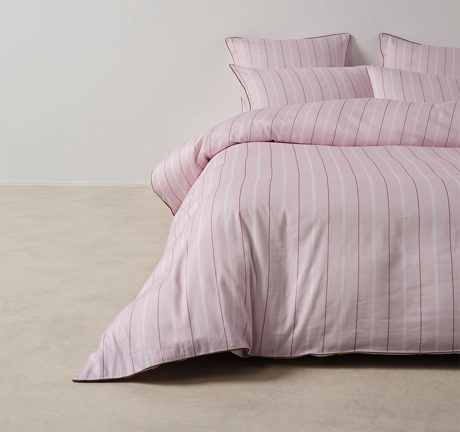 Monday Stripe Quilt Cover Set Range Lilac