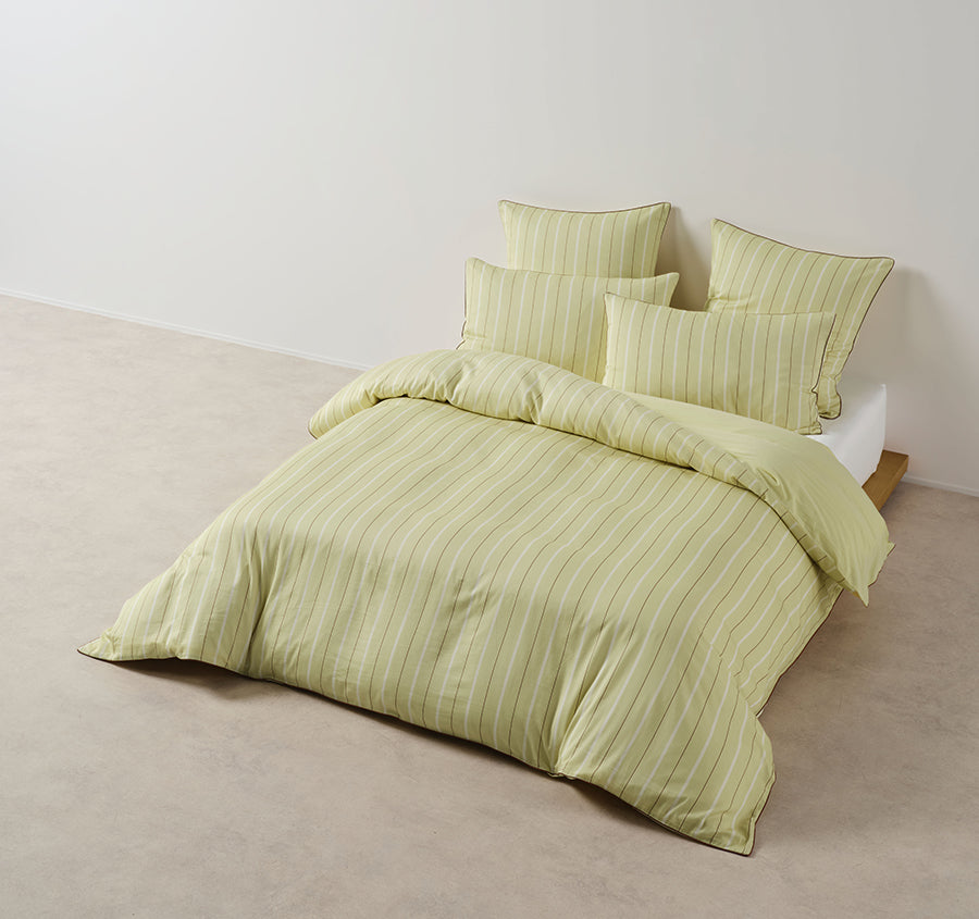 Monday Stripe Quilt Cover Set Range Pear