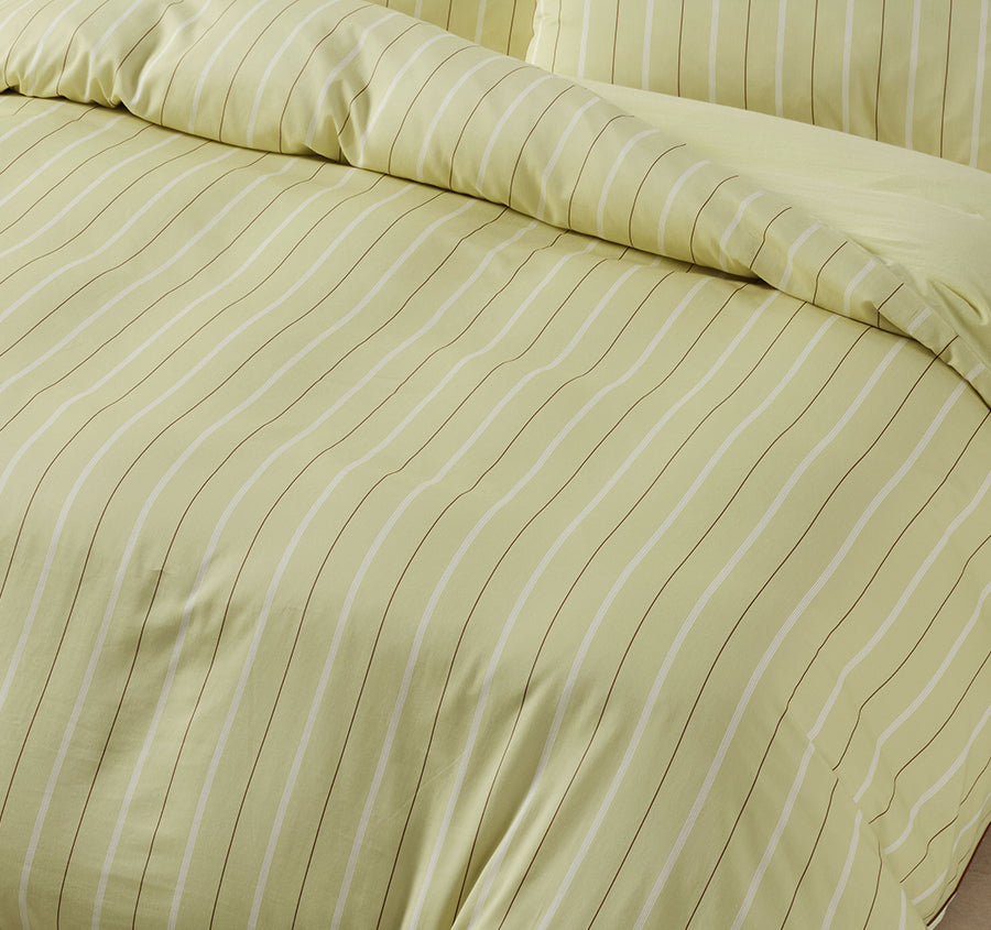 Monday Stripe Quilt Cover Set Range Pear