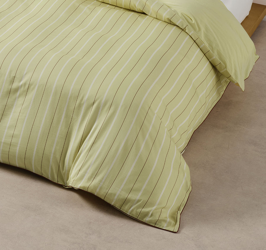 Monday Stripe Quilt Cover Set Range Pear