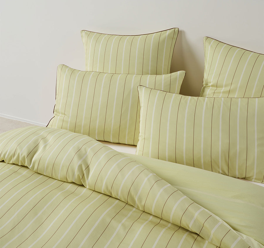 Monday Stripe Quilt Cover Set Range Pear