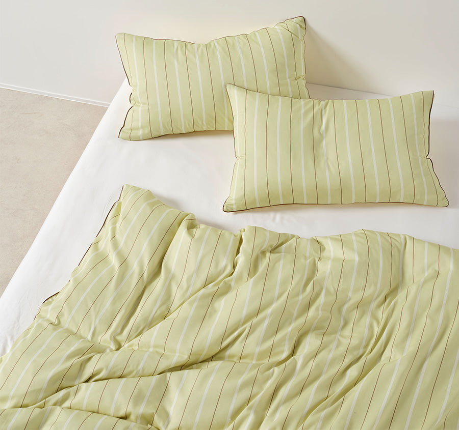 Monday Stripe Quilt Cover Set Range Pear