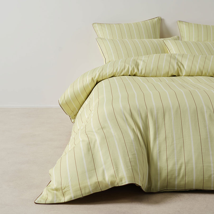 Linen House Monday Stripe Pear quilt cover set