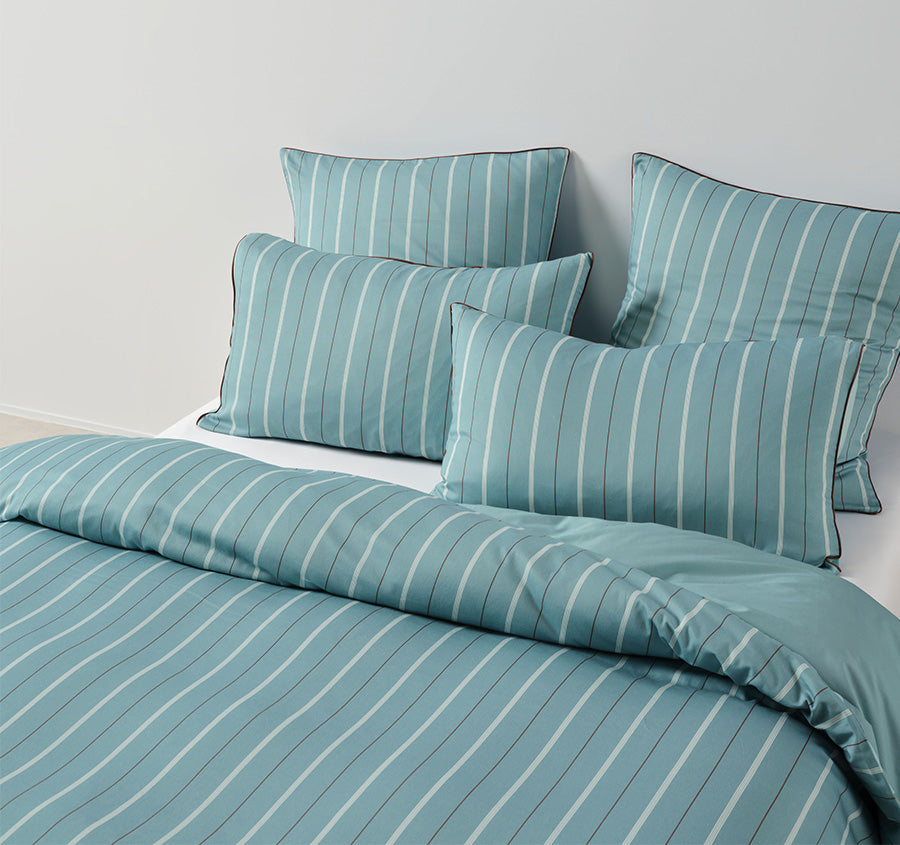 Monday Stripe Quilt Cover Set Range Reef
