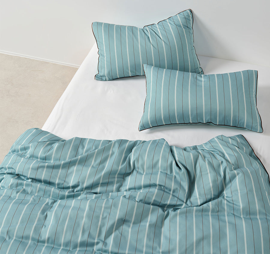 Monday Stripe Quilt Cover Set Range Reef