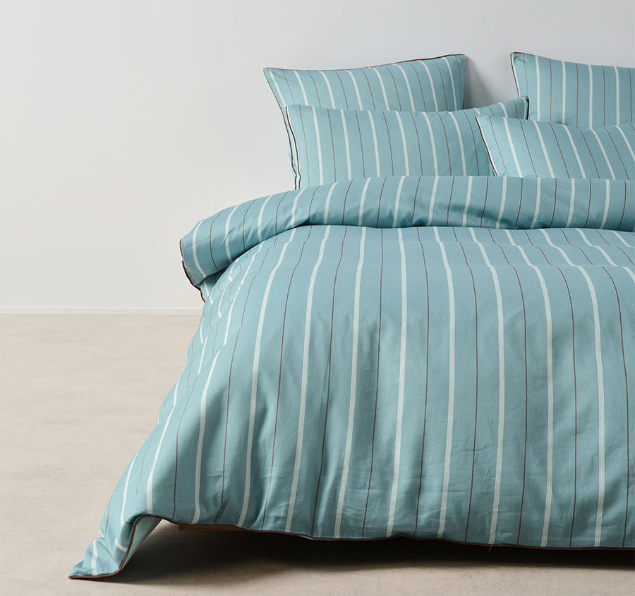 Monday Stripe Quilt Cover Set Range Reef