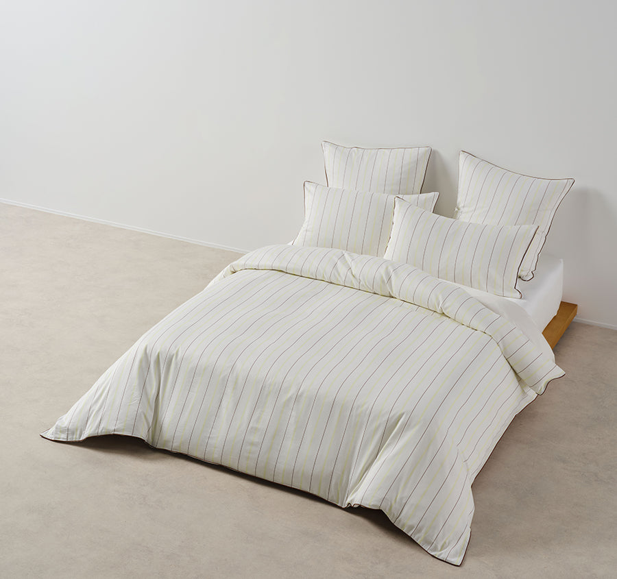 Monday Stripe Quilt Cover Set Range White