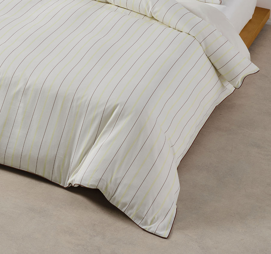Monday Stripe Quilt Cover Set Range White