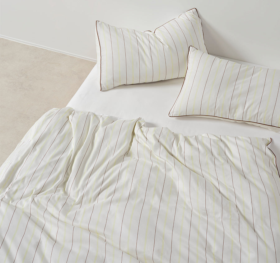 Monday Stripe Quilt Cover Set Range White