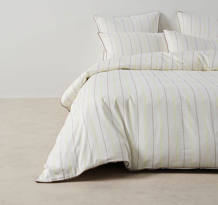 Monday Stripe Quilt Cover Set Range White