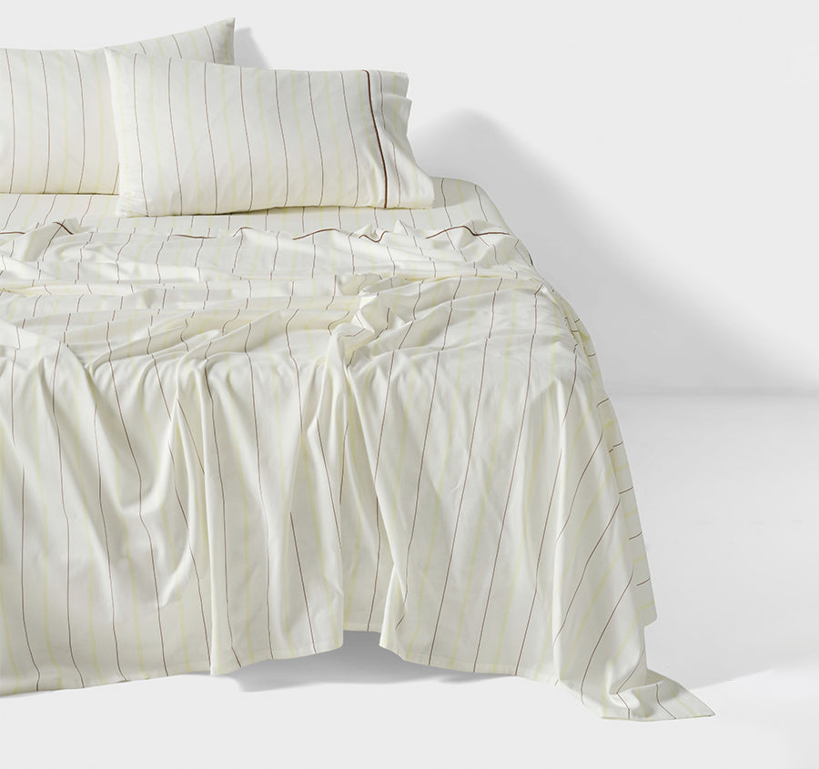 Monday Stripe Sheet Set Range White