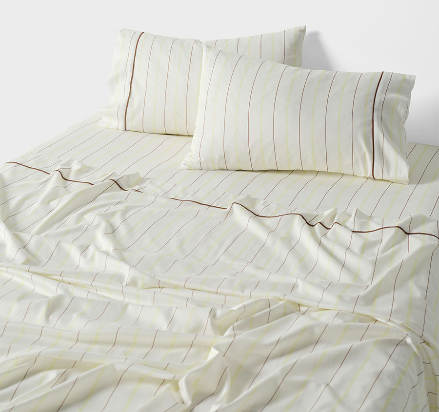 Monday Stripe Sheet Set Range White