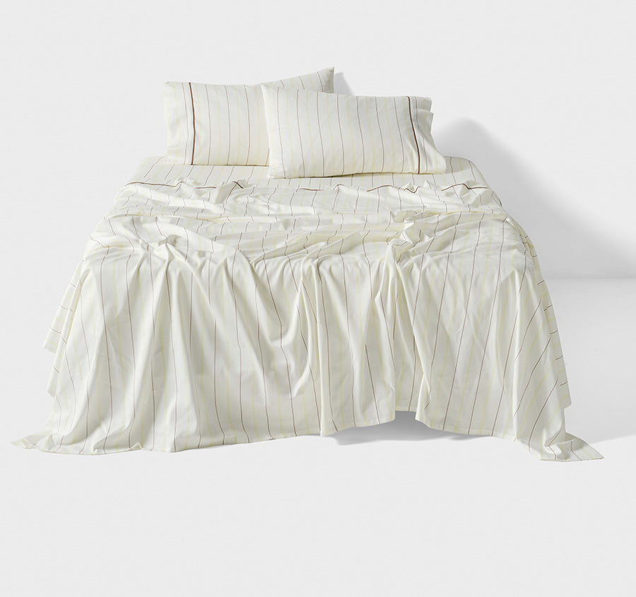 Monday Stripe Sheet Set Range White