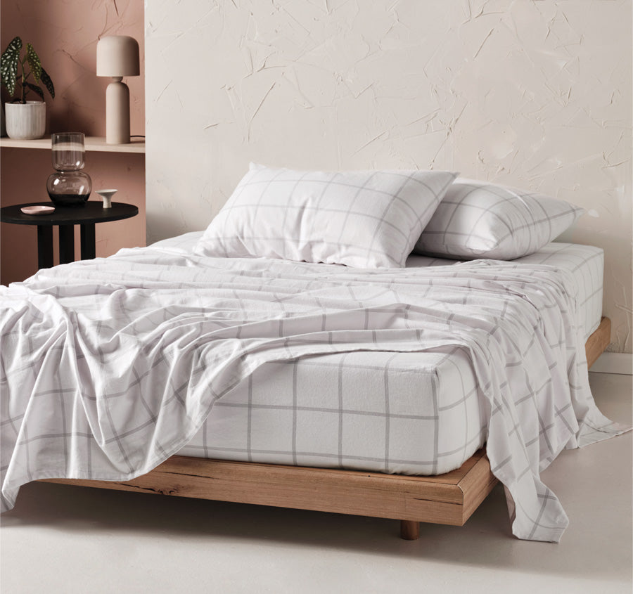 Morella Printed Flannelette Cotton Sheet Set Range Smoke