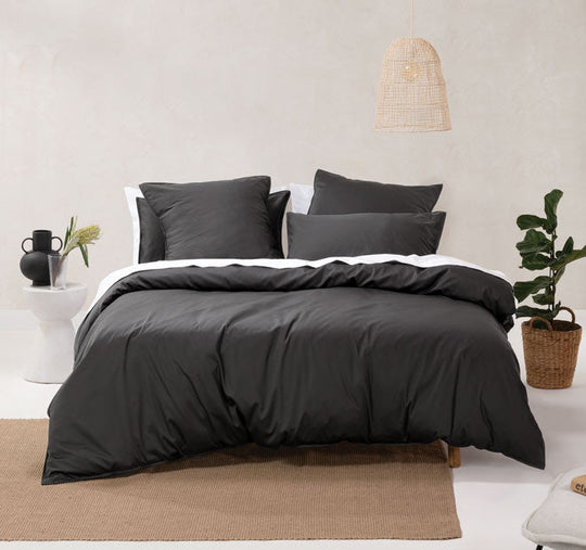 Nara 400THC Bamboo Cotton Quilt Cover Set Range Charcoal